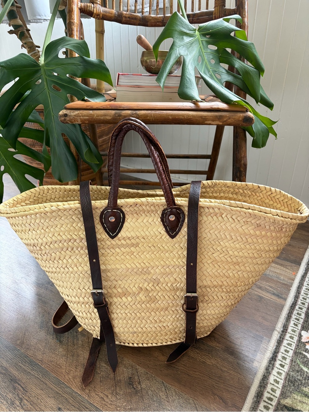 French Market Straw Backpack Bag - Picture 3 of 6